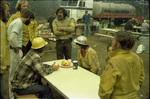 Fire fighters eating during the Hog Fire at the Klamath National Forest by Douglas Beck