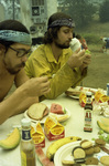 Smokejumpers Roy Osopovich and Tom Koyama at mealtime during the Hog Fire in the Klamath National Forest by Douglas Beck