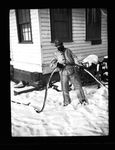 Worker holds a hose on a winter day by Hubert Blonk