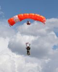 16. Smokejumper on descent with a CR-360 parachute fully deployed (front view) by Ted Corporandy