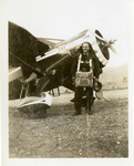 Albert Davies with parachute gear on by Albert Davies