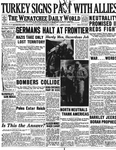 Wenatchee Daily World front page from October 19, 1939 issue photographs of smokejumping experiments by unknown