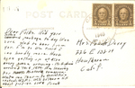 Frank Derry written postcard to Alta Derry by unknown