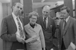 Charles Bauman, Jay Rea, and Mr. and Mrs. Jones on donation of Beverly Clarke Mosby Papers by Eastern Washington University