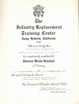 Infantry training certificate by U.S.A. Army official photographer
