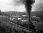 Great Northern Railway steam locomotive hauling logs near Springdale, Washington by Thomas S. Kreutz