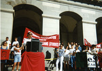 Speaker in front of the California state capitol building by Carlos Maldonado