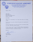 Greg Delavan letter to Millie Shinn about a Coeur D'Alene Airport open house by Greg Delavan